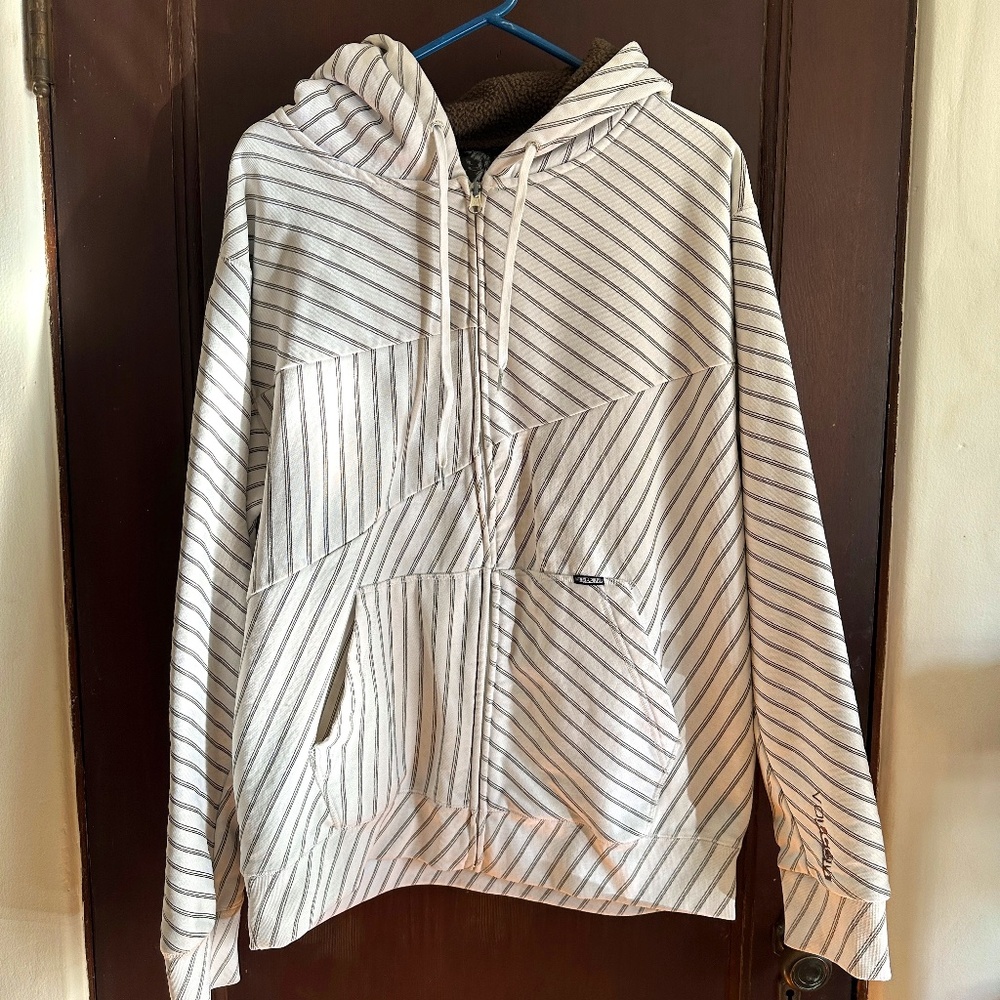 Volcom Sherpa Stripe Lined Hooded Sweatshirt Men'… - image 1